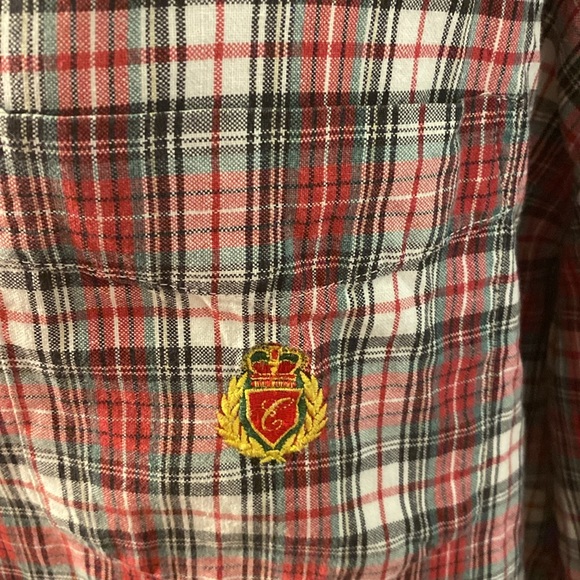 Vintage Forelli Denim Collar Windowpane Plaid Button Down Size 22/24 - Picture 3 of 9